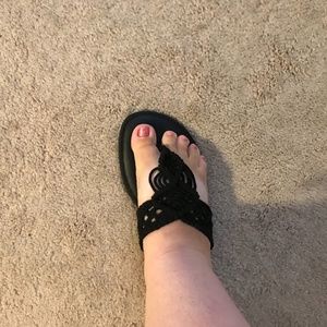 Torrid Black macramé flip-flops